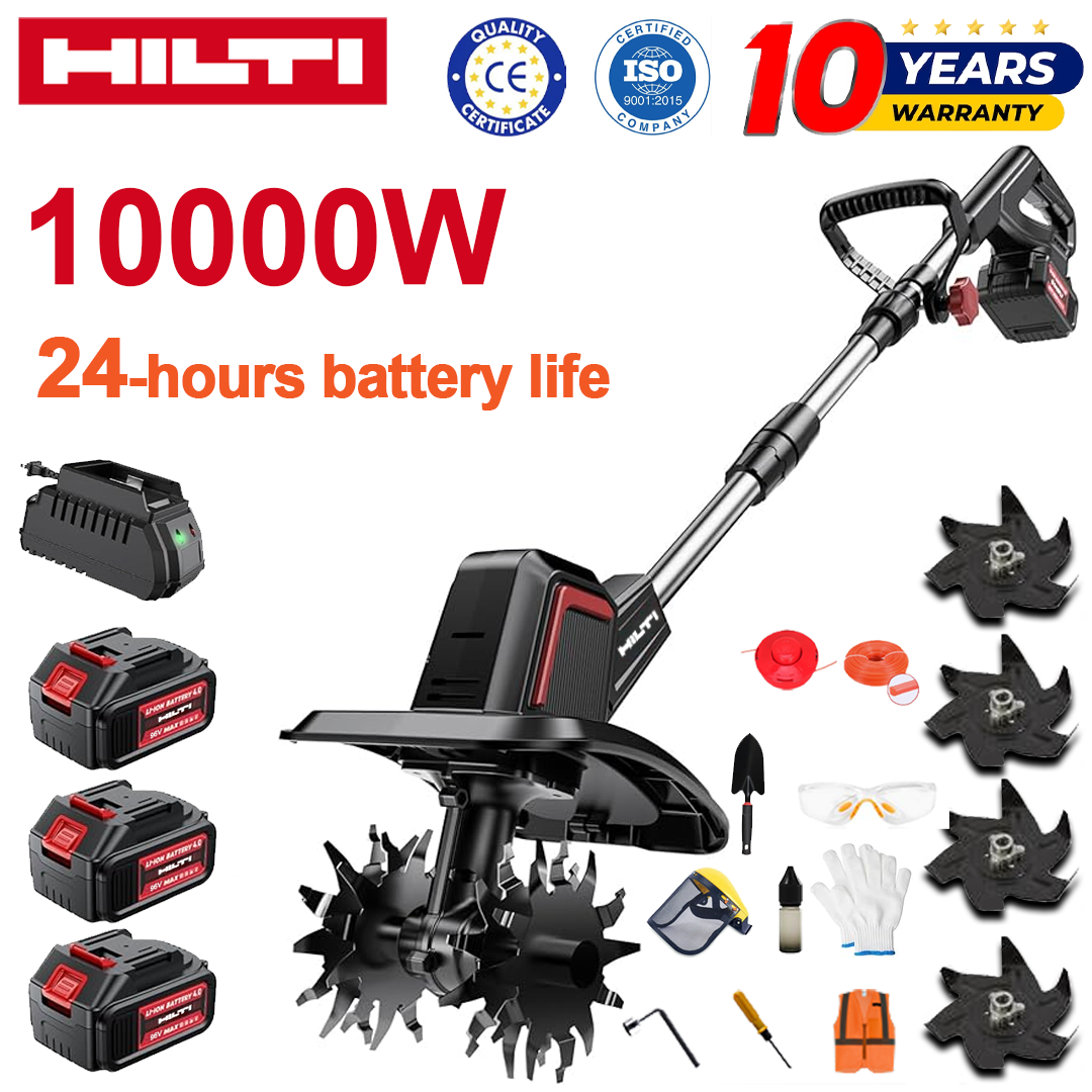 (Trajanje baterije 24 sata) Plug 10000W + 96V litijska baterija * 3 + brzi punjač * 1 + lopata * 1 + nož ​​za obradu tla * 4 + disk za rezanje * 1 + konop za rezanje * 1 + razni dodaci