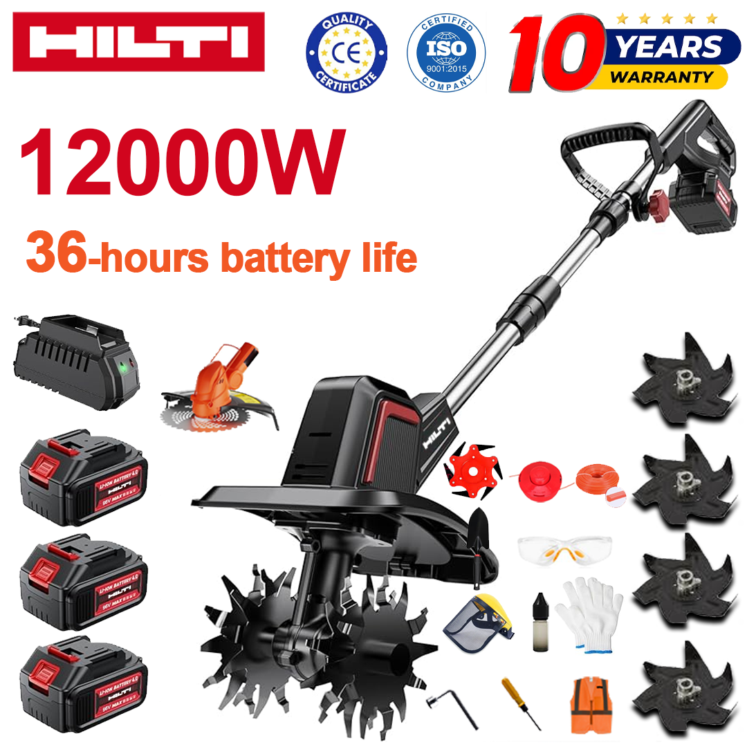 (Trajanje baterije 36 sati) Plug od 12000 W + 96 V litijska baterija * 3 + glava za rezanje * 1 + brzi punjač * 1 + lopata * 1 + ravna oštrica * 2 + oštrica pluga * 4 + list pile od legure * 1 + rezna oštrica * 1 + rezno uže * 1 + razni dodaci