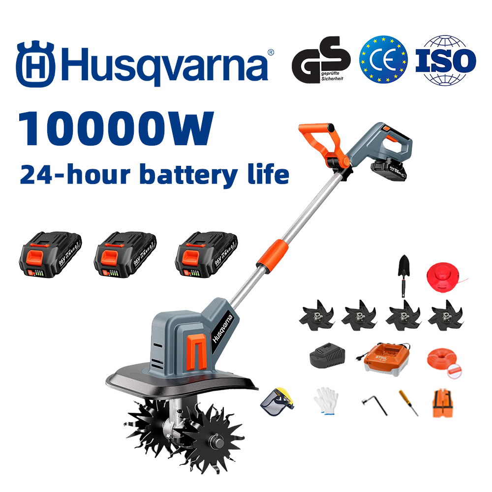 (Trajanje baterije 24 sata) Plug 10000W + 96V litijska baterija * 3 + brzi punjač * 1 + lopata * 1 + nož ​​za obradu tla * 4 + disk za rezanje * 1 + konop za rezanje * 1 + razni dodaci